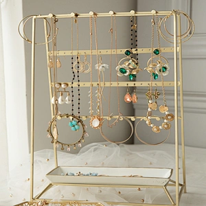 Amazon Best Seller Metal Multi Rack Necklace Earring Bracelet Holder Jewelry Organizer Storage With Ceramic Storage Plate