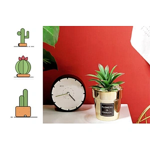 Wholesale home decoration simulation plant ceramic gold-plated cactus Potted plants