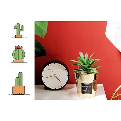 Wholesale home decoration simulation plant ceramic gold-plated cactus Potted plants