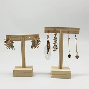 Wholesale customized  T shaped earring holder stand wooden earring jewelry stand display