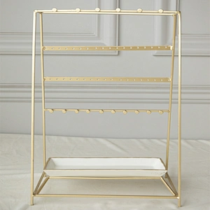 Amazon Best Seller Metal Multi Rack Necklace Earring Bracelet Holder Jewelry Organizer Storage With Ceramic Storage Plate