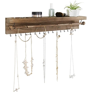 Vintage Hanging Necklace Holder Jewelry Hanger  Rustic Wall Mounted Jewelry Organizer
