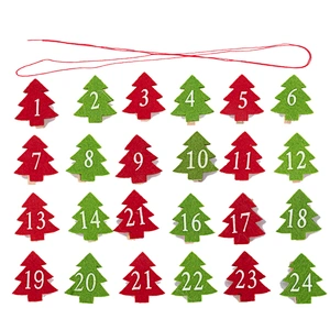 Hemp rope decoration photo clip Christmas tree shape 24 digital Christmas wooden clips