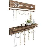 Customized Logo Two Pieces Hanging Wall Mount Jewelry Display Rustic Necklace Jewelry Organizer