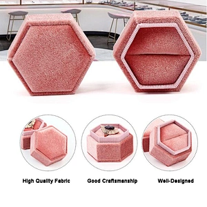 In stock vintage mini hexagon velvet jewellery ring box wedding ring box