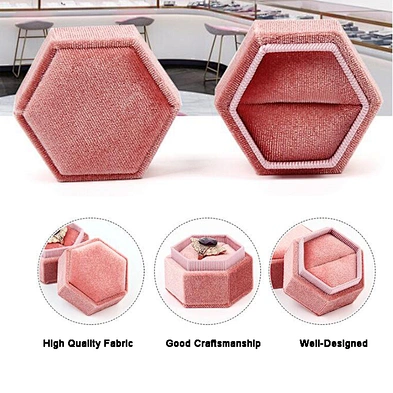 In stock vintage mini hexagon velvet jewellery ring box wedding ring box