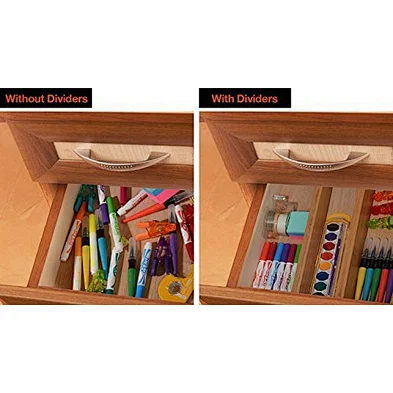 4PCS Expandable Drawer Dividers, Kitchen Drawer Organizer, Bamboo Drawer Divider Set