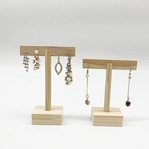 Wholesale customized  T shaped earring holder stand wooden earring jewelry stand display
