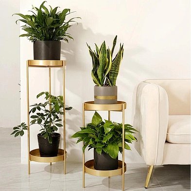 2pcs Modern Plant Stand Round Corner Metal Flower Pot Rack for Indoor Outdoor Potted Home Decorative Flower Stand