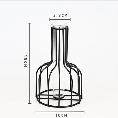 2020 amazon hot sale High quality Metal Frame Wrought Iron Flower Glass Vase Decorative metal wire flower vase For Home Decor