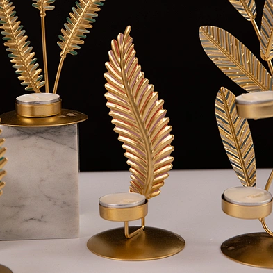 Customized Home Decor Different Leaves Shaped Metal Tealight Candle Holder