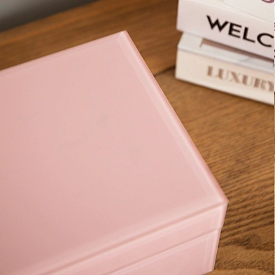 Luxury mirrored pink glass jewelry box glass boxes for storage