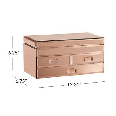 Glass Rose Gold Jewellery Box Custom Logo Jewelry Box Organizer Mirrored Jewelry Box With Drawers