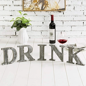 Home Decor Rustic Gray Whitewashed Wood Decorative Table Top Letter Sign