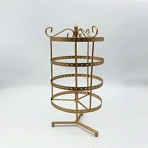 4 Tiers Rotating Gold Black Metal Earring Spin Table 144 Holes Earring Organizer Jewelry Earring Holder