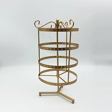 4 Tiers Rotating Gold Black Metal Earring Spin Table 144 Holes Earring Organizer Jewelry Earring Holder