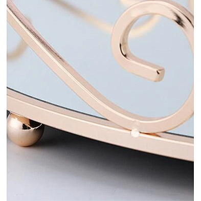 Home Decor Luxury Round Mirrored Perfume Serving Tray Gold Glass Mirror Tray For Vanity Dresser Bathroom