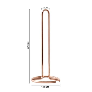 Nordic Style Rose Gold  Creative Iron Paper Towel Free Punch Reusable Standing Kitchen Roll Paper Towel Holder