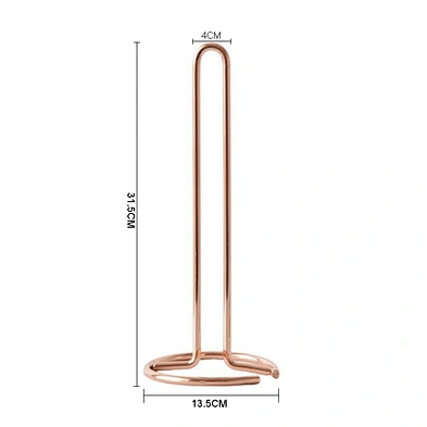 Nordic Style Rose Gold  Creative Iron Paper Towel Free Punch Reusable Standing Kitchen Roll Paper Towel Holder