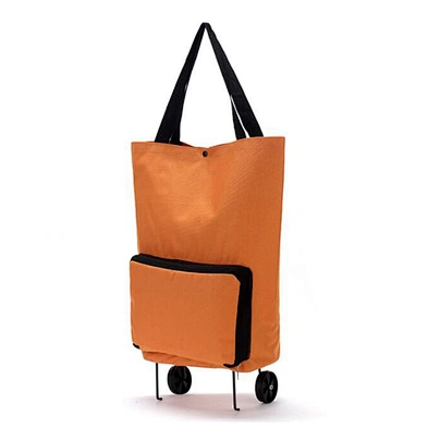 Customized Oxford ClothTrolley Bags Folding Shopping Cart Bag Reusable Green Grocery Bags with Wheels