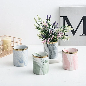 Ceramic Succulent Planter Creative Porcelain Mini  Flower Pot With Gold Black Metal Stand For Home Decor