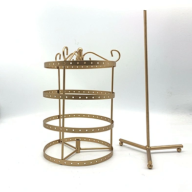 4 Tiers Rotating Gold Black Metal Earring Spin Table 144 Holes Earring Organizer Jewelry Earring Holder