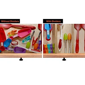 4PCS Expandable Drawer Dividers, Kitchen Drawer Organizer, Bamboo Drawer Divider Set