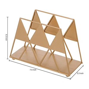 Modern Gold-Tone Geometric Triangle Metal Napkin Holder
