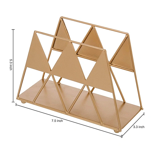Modern Gold-Tone Geometric Triangle Metal Napkin Holder