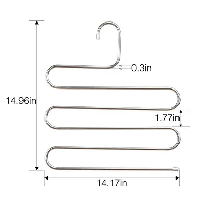 Pants Hangers S-Shape Stainless Steel Clothes Hangers, Pants Jeans Scarf Space Saving Hangers Closet Organizer