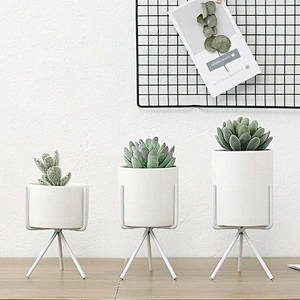 Cute Bulk Succulent Metal Table Stand Indoor Cheap Artificial Small Cactus Plant & Planters Mini Ceramic Flower Pots