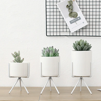 Cute Bulk Succulent Metal Table Stand Indoor Cheap Artificial Small Cactus Plant & Planters Mini Ceramic Flower Pots