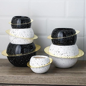 In Stock Gold Plated Iron Ceramic Flower Pot Star Ring Flower Pot Fleshy Ceramic Flower Pot