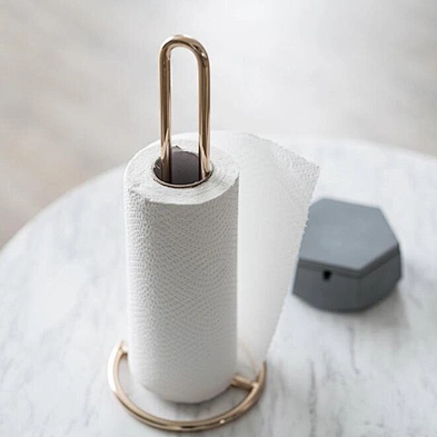 Nordic Style Rose Gold  Creative Iron Paper Towel Free Punch Reusable Standing Kitchen Roll Paper Towel Holder