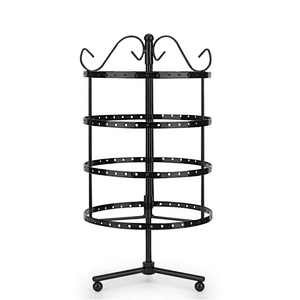 4 Tiers Rotating Gold Black Metal Earring Spin Table 144 Holes Earring Organizer Jewelry Earring Holder