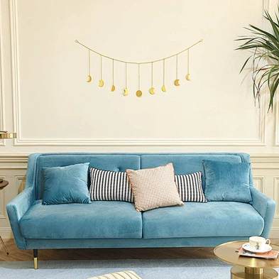 Gold Moon Phase Wall Hanging Moon Garland Decor Boho Home Decoration Shining Moon Hang Art Ornaments for Bedroom Headboard