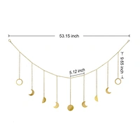 Gold Moon Phase Wall Hanging Moon Garland Decor Boho Home Decoration Shining Moon Hang Art Ornaments for Bedroom Headboard