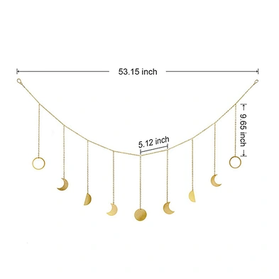 Gold Moon Phase Wall Hanging Moon Garland Decor Boho Home Decoration Shining Moon Hang Art Ornaments for Bedroom Headboard