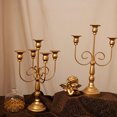 5-Candle Gold Metal Candle Stand Party Dinner Candelabra candlestick For Wedding Centerpiece