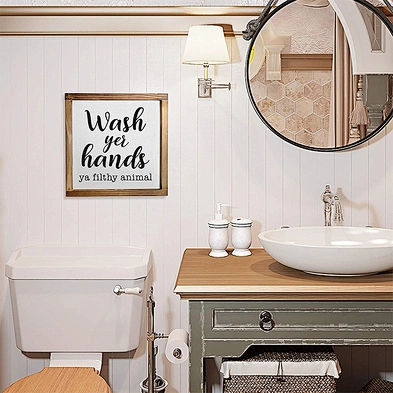 Customized  Rustic Home Decor Funny Modern Farmhouse Decor Sign Cute Guest Bathroom Decor Wall Art