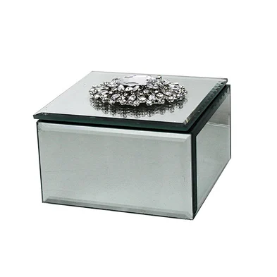 Customized velvet glass jewellery organizer box  flower buckle jewelry box