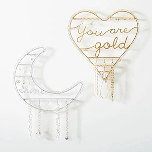 New arrival wall mounted hanging moon heart shaped wire wall jewelry display