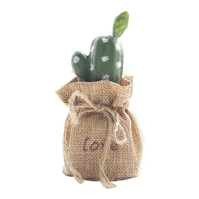 Home Desktop Decoration Green Plants Small Plastic Artificial Cactus Plants With  Burlap Bag