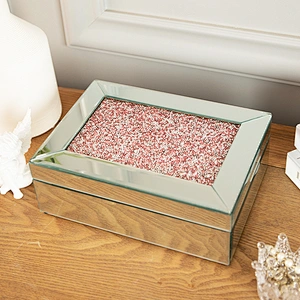 Customized Mirrored  Trinket Jewelry Box Women Jewelry Box Organizer With Crystal