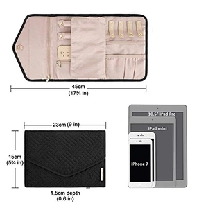Customized Folding Travel Jewelry Storage Organizer Roll Foldable Hanging Jewelry Travel Bag