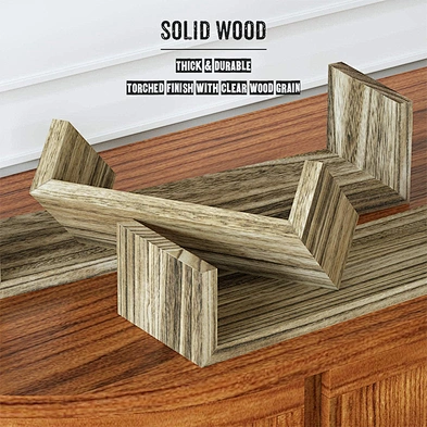 3PCS Carbonized Black Wall Mounted Floating Shelves Solid Wood Wall Shelves For Bedroom Bathroom Living room