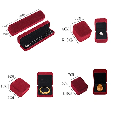 In stock colorful velvet jewelry box necklace ring bracelet jewelry packaging box