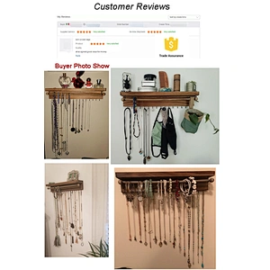 Customized Logo Two Pieces Hanging Wall Mount Jewelry Display Rustic Necklace Jewelry Organizer