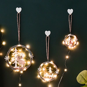 Nordic Wall Hanging Wooden Elk Pendant Tree Hanging Christmas Ornaments For Home Christmas  Decoration