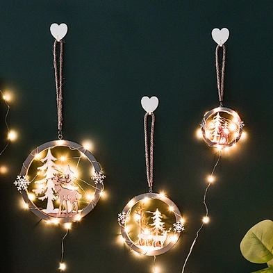 Nordic Wall Hanging Wooden Elk Pendant Tree Hanging Christmas Ornaments For Home Christmas  Decoration